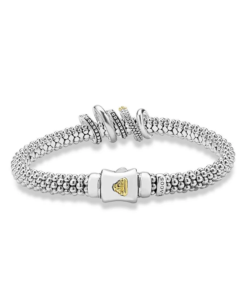 LAGOS Two Tone Caviar Lux Five Ring Bracelet with Diamonds, 0.27 tcw 4