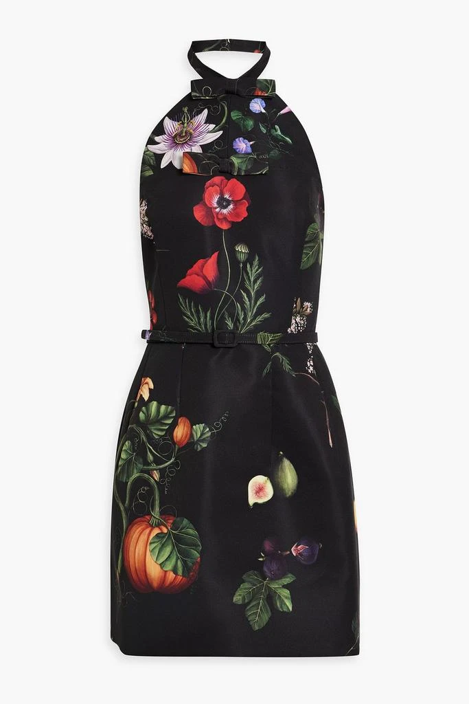 Oscar de la Renta Printed faille halterneck mini dress 1