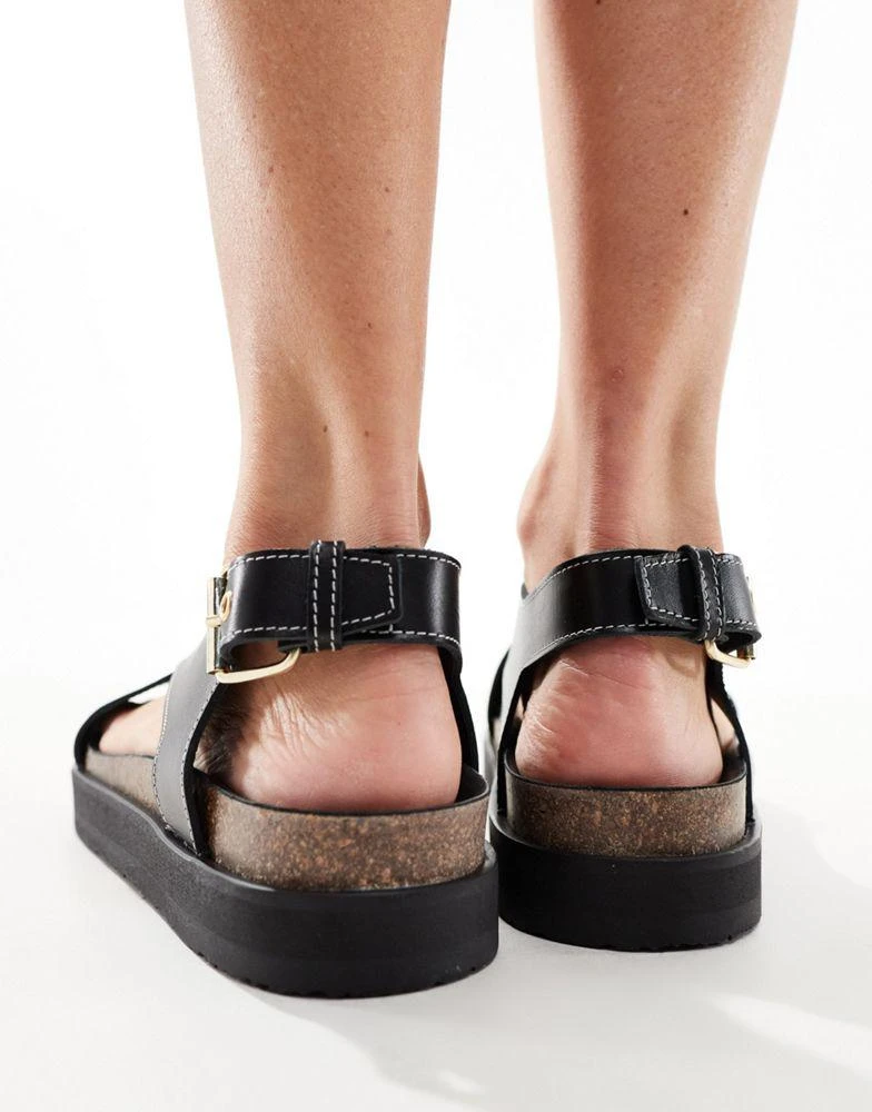 & Other Stories & Other Stories leather cross strap sandals in black 3