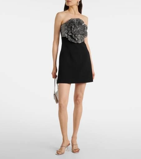 REBECCA VALLANCE Lumi floral-appliqué lamé minidress 2
