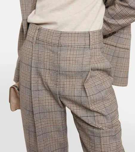 Brunello Cucinelli Checked wool and cotton-blend pants 4