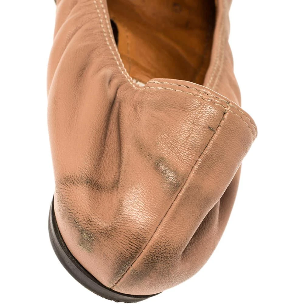 Lanvin Lanvin Nude/Silver Leather Scrunch Ballet Flats Size 37 8