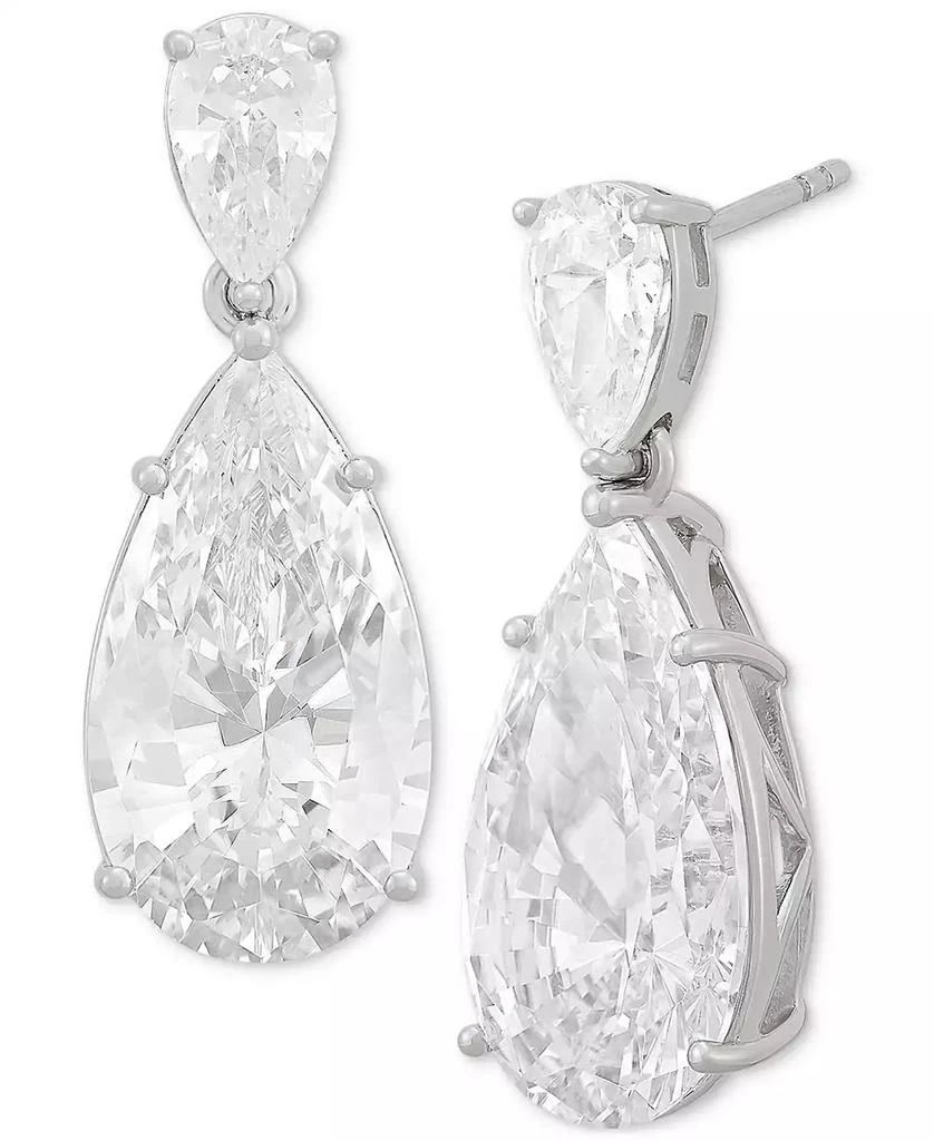 Arabella Cubic Zirconia Pear Drop Earrings in Sterling Silver 1