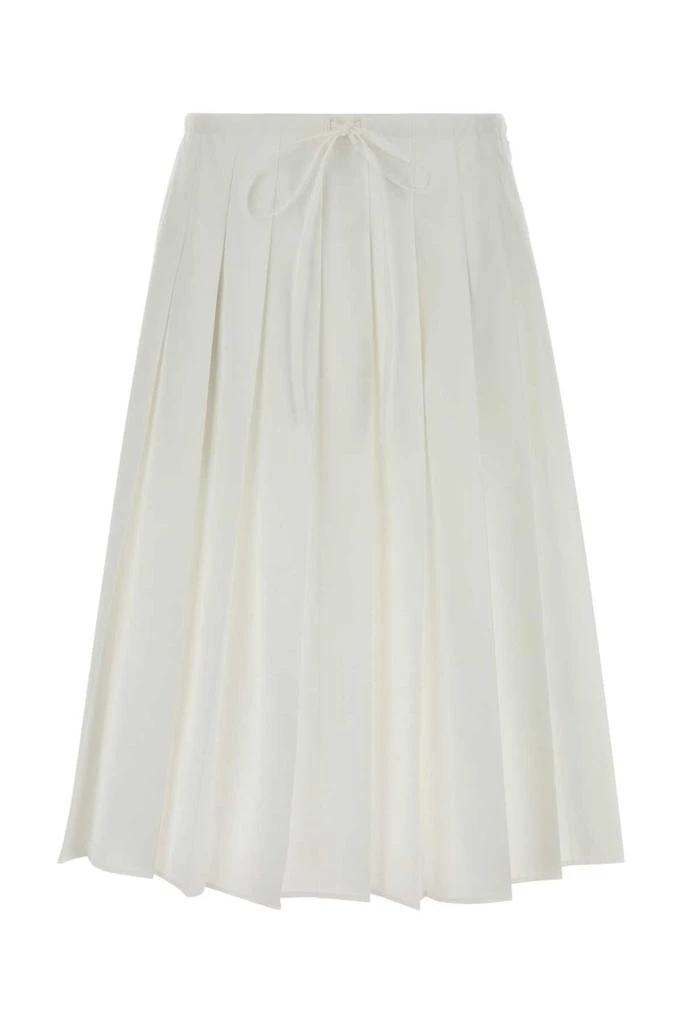 Prada Prada Drawstring Pleated Midi Skirt from Cettire