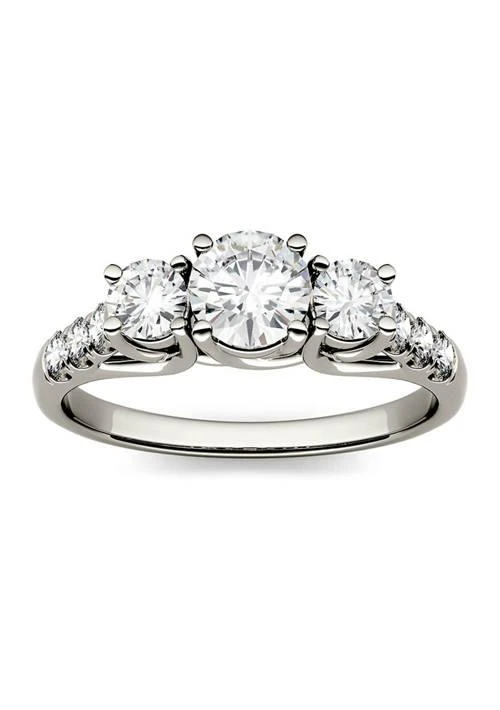 Charles 
Colvard 1.17 ct. t.w. Moissanite Three Stone Ring in 14K White Gold