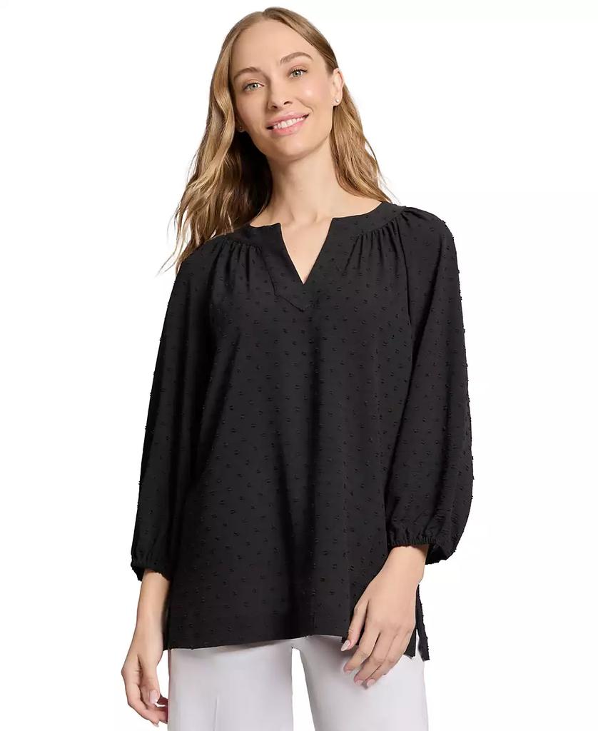 売れ筋商品|||ジョーンズニューヨーク カットソー トップス レディース Women's V-Neck Pleat Front 3/4 Sleeve Tunic Jones Black, Jones White Jones New York V-Neck 3/4 Sleeve Printed Blouse | Dillard's