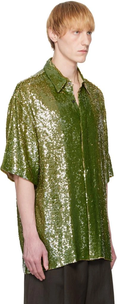 Dries Van Noten Khaki Sequin Shirt 2