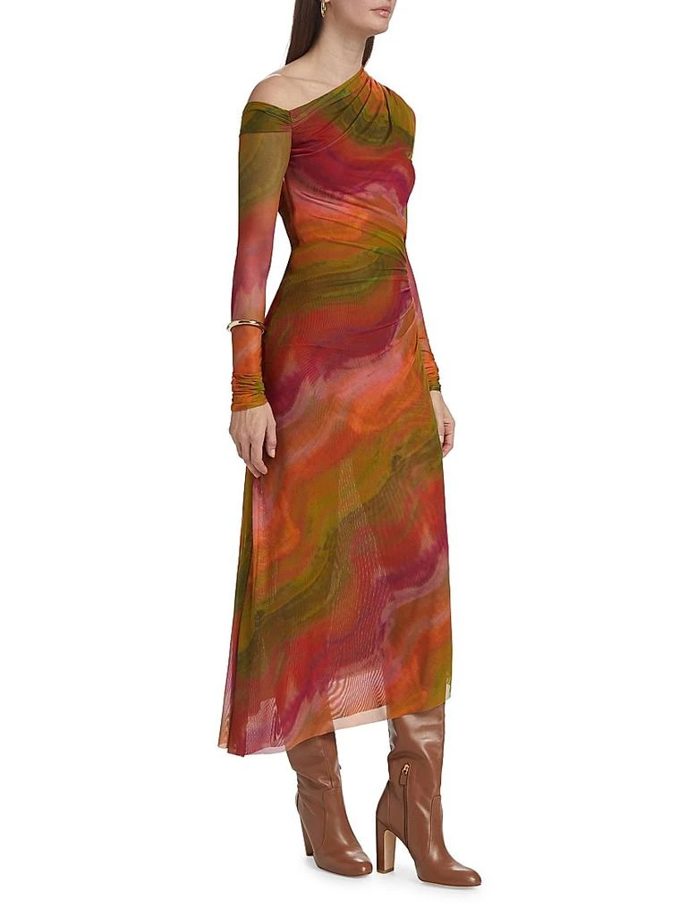 AMUR Drena Abstract Mesh One-Shoulder Midi-Dress 4