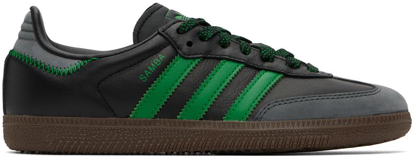 adidas Originals Black & Green Samba Sneakers