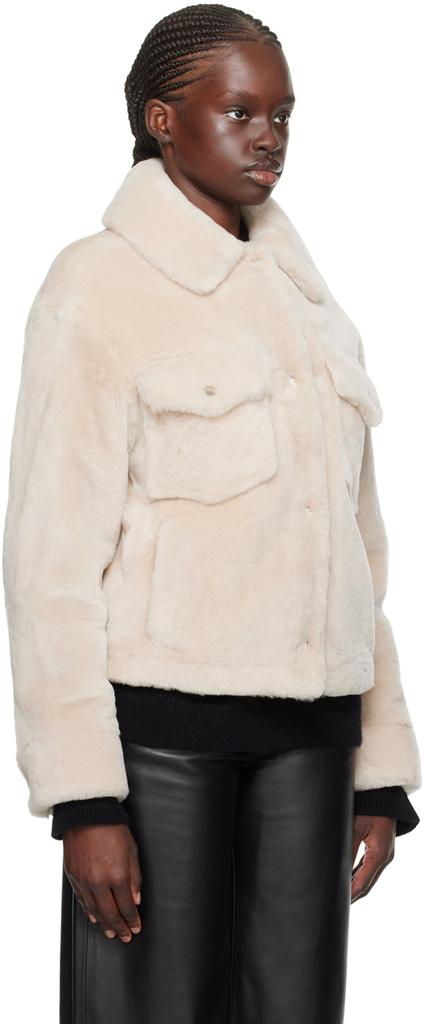 Yves Salomon - Meteo Pink Spread Collar Shearling Jacket