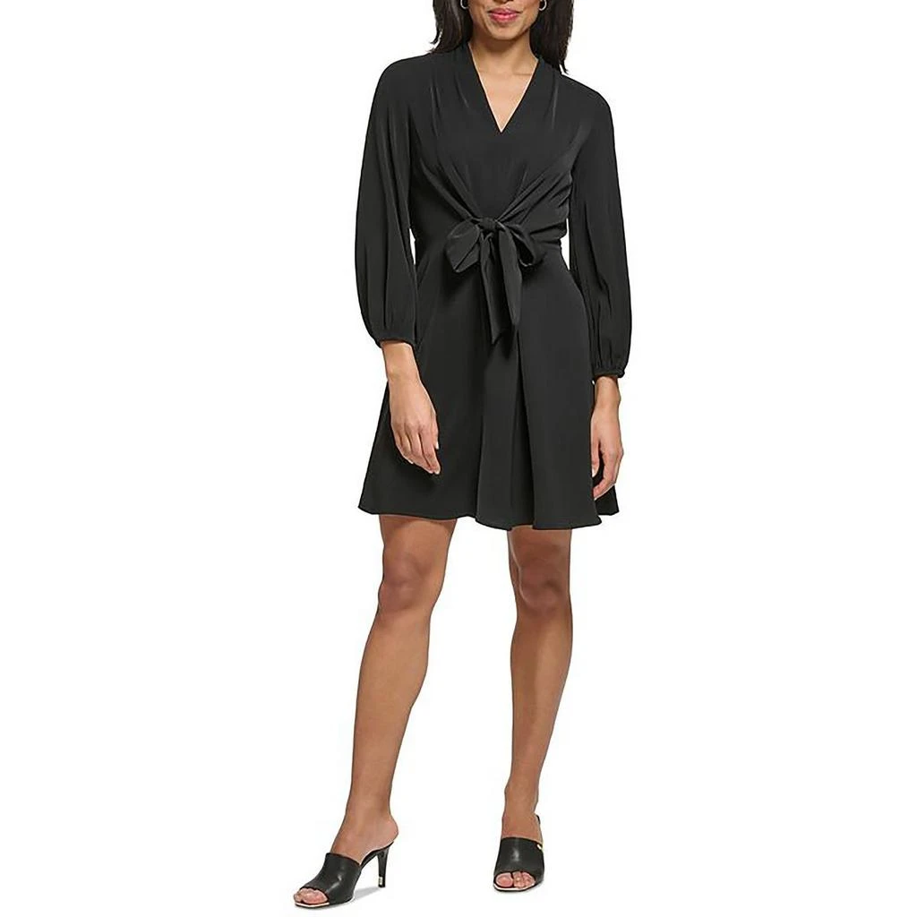 DKNY Womens Drapey Long Sleeve Wear To Work Dress 1