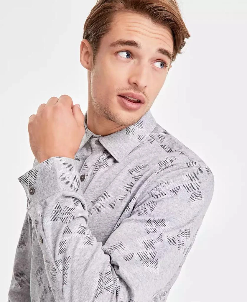 Alfani Men's Jacquard Knit Button-Down Long-Sleeve Shirt, Created for Macy's 4