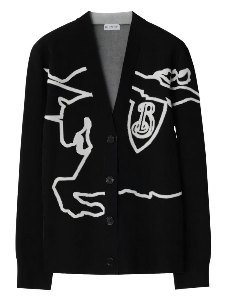 Burberry Graphic Patterned Cardigan with Deep V-Neckline