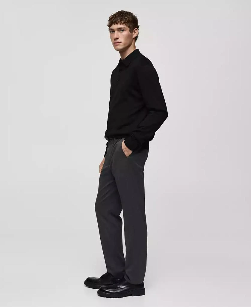 Mango Men's Slim-Fit Fine-Knit Wool Polo Sweater 4