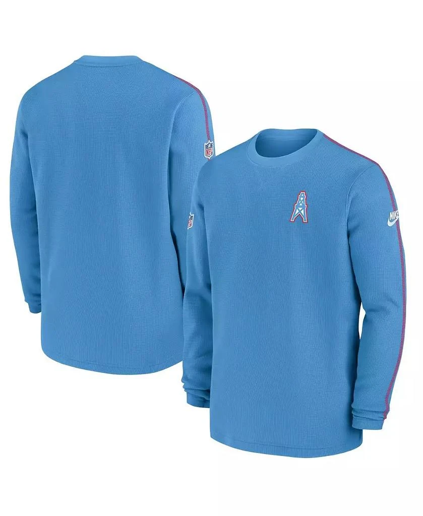 NIKE Men's Light Blue Tennessee Titans Oilers Throwback Alternate Logo Coach Long Sleeve T-Shirt 1