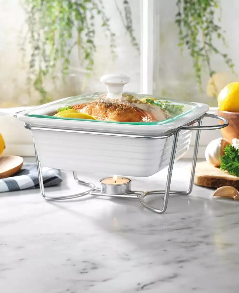 Godinger White Square Porcelain Baker With Stand 2