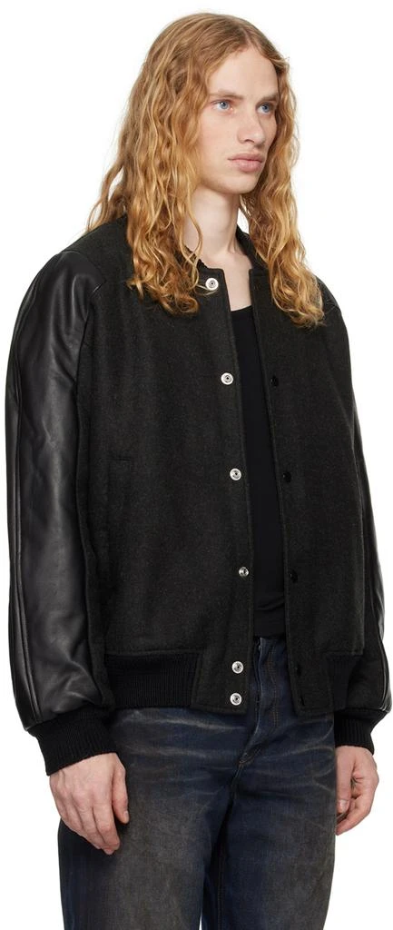 Acne Studios Black Wool & Leather Bomber Jacket 2