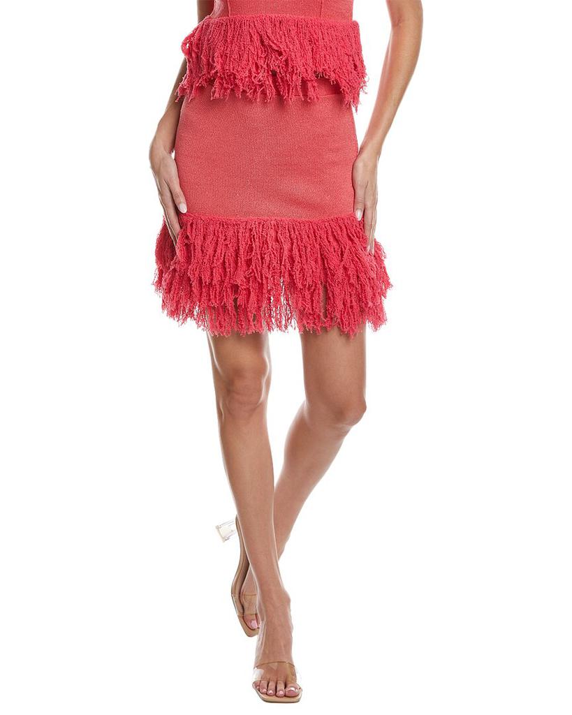 JoosTricot JoosTricot Fringe Linen-Blend Mini Skirt