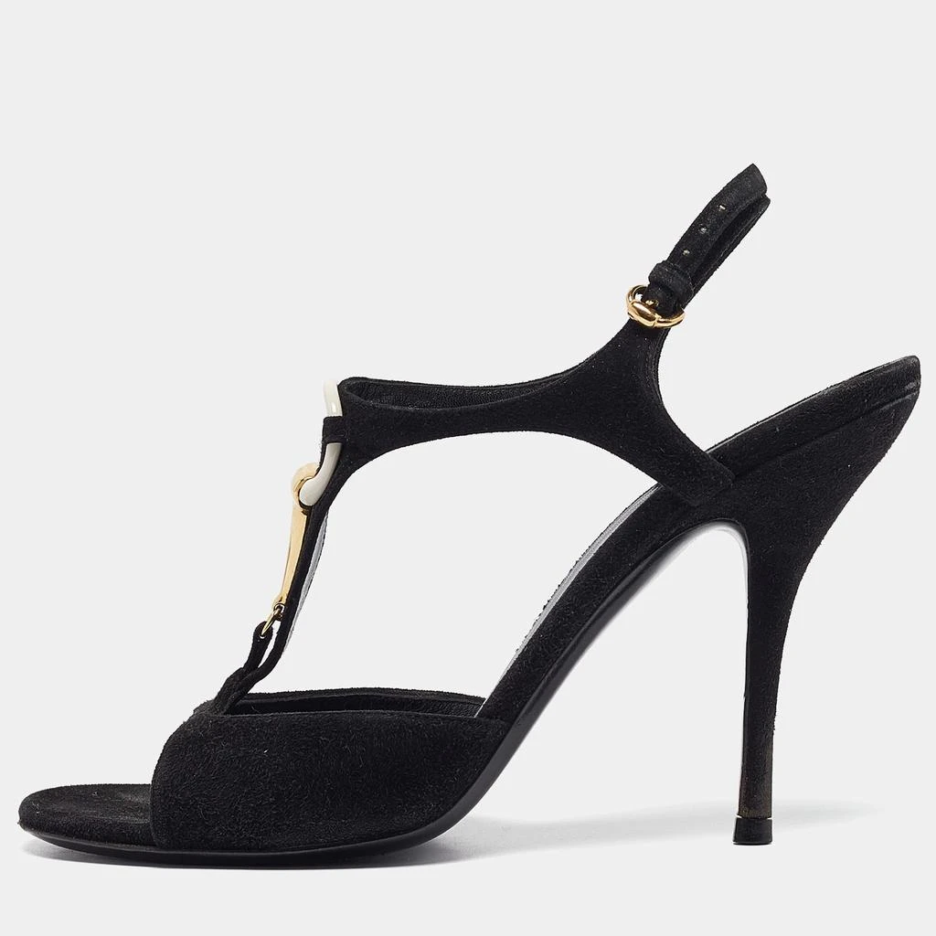 Gucci Gucci Black Suede T-Strap  Open Toe Sandals Size 38.5 1