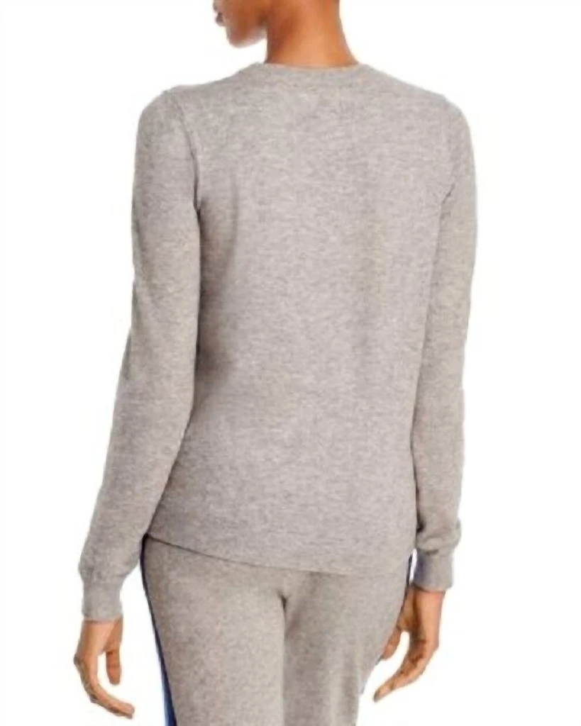 AQUA X Madeleine Thompson Striped Crewneck Sweater In Gray 2
