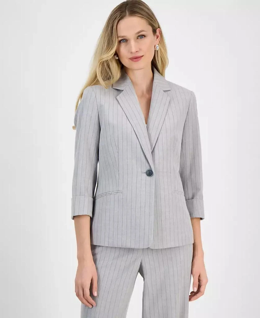 Kasper Petite Women's Pinstriped One-Button Blazer 2