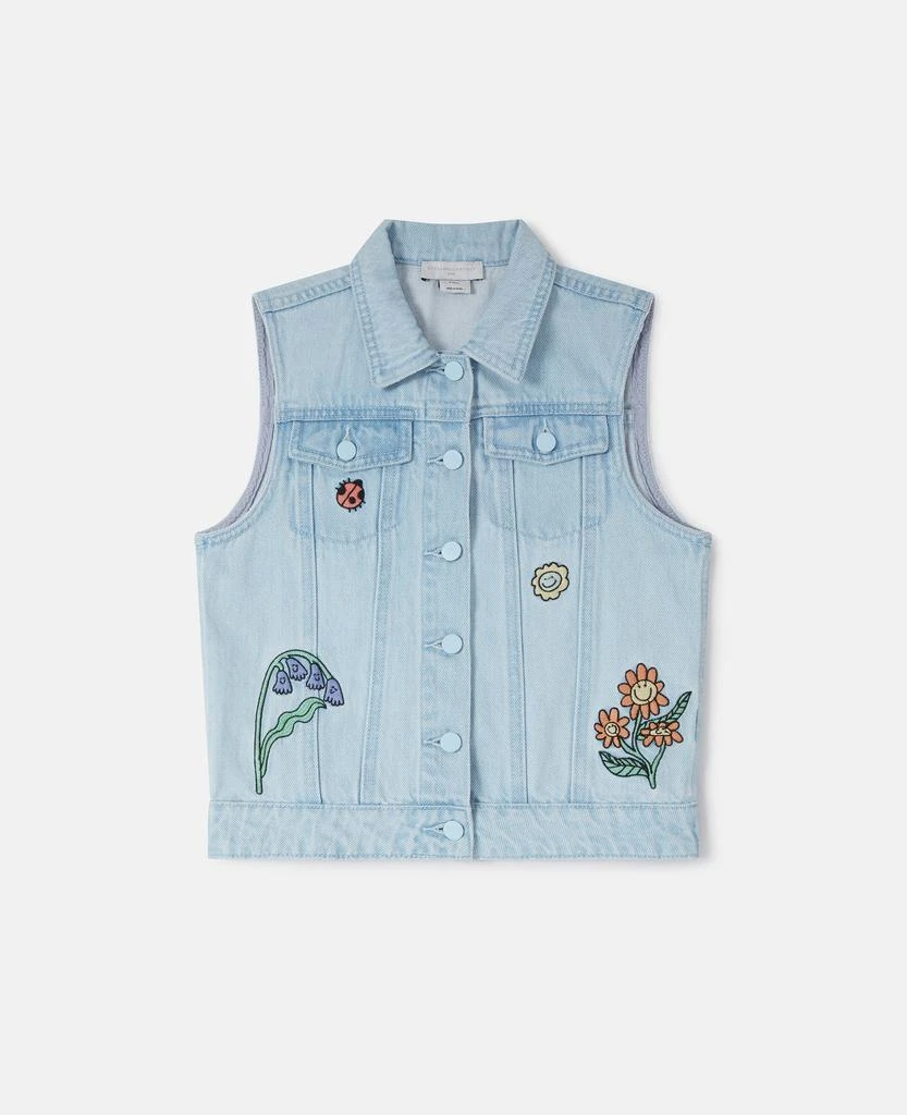 Stella McCartney Stella McCartney - Woodland Friends Sleeveless Denim Vest, Blue, Size: 4 1