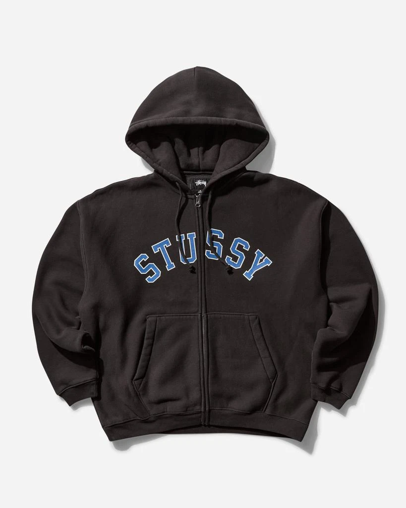 STUSSY Men's Faded Graphic Zip Hoodie Washed Black 1