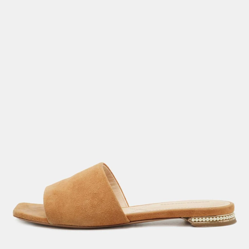 Nicholas Kirkwood Nicholas Kirkwood Tan Suede Pearl Embellished Flat Slides Size 36 1