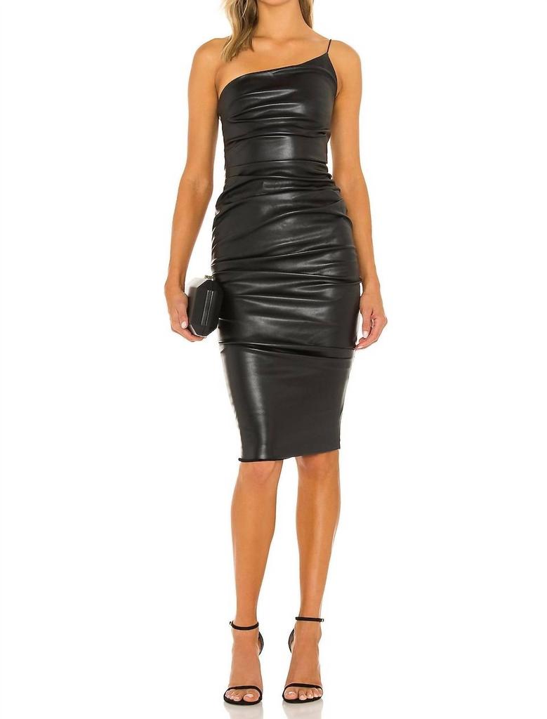 Nookie Rhea Faux Leather Midi Dress In Matte Black