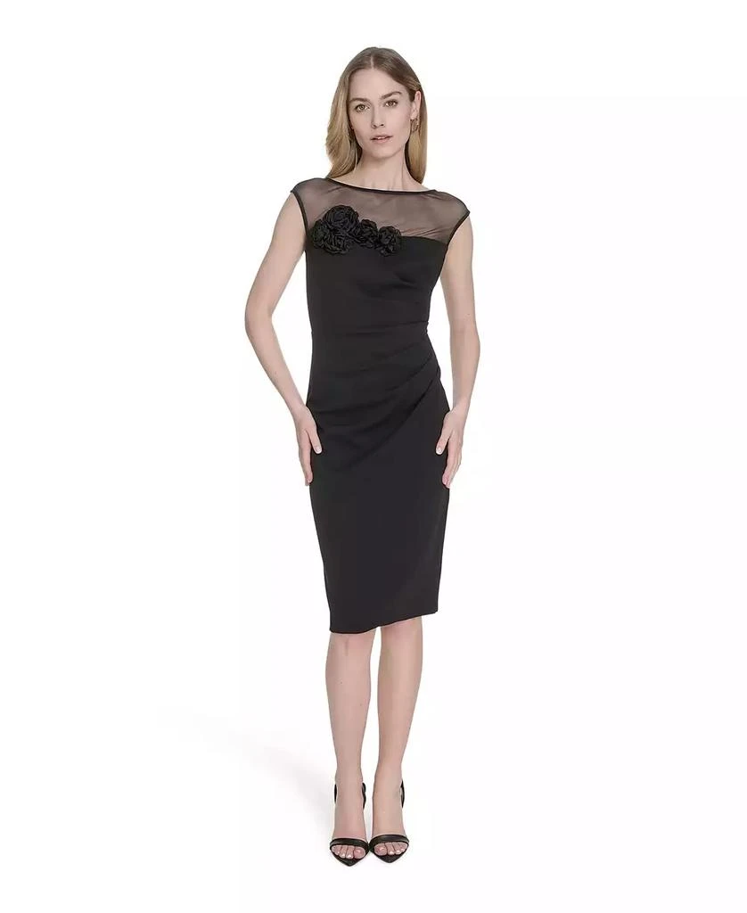 Eliza J Women's Dimensional-Flower Sleeveless Scuba Dress 1