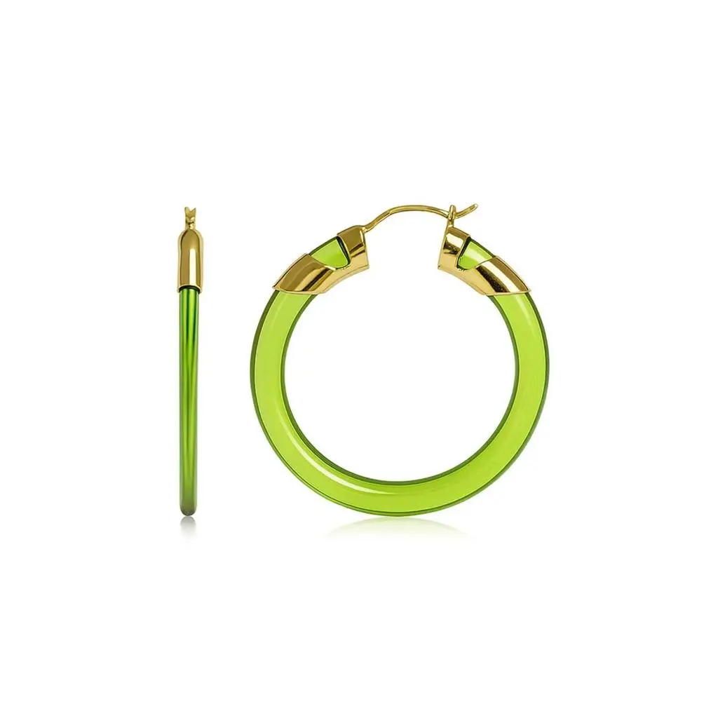 Gold & Honey Gold & Honey - Women's Classic Flat Lucite Birthstone Hoop Earrings