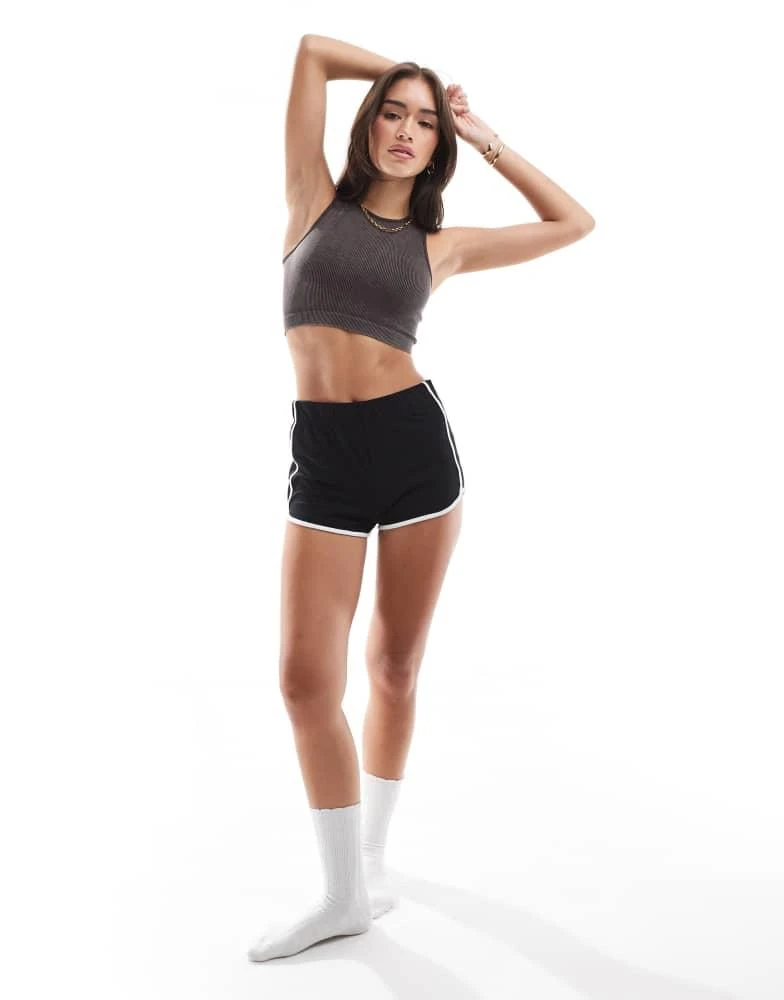 ONLY ONLY seamless ribbed crop top in washed black 3
