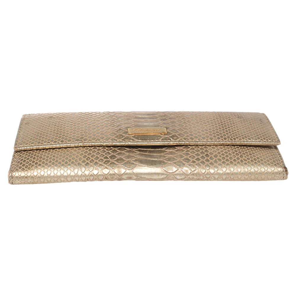 Chopard Chopard Metallic Gold Python Embossed Leather Continental Wallet 6