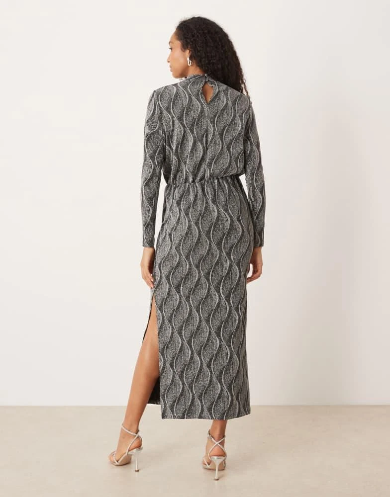 YAS high neck long sleeved glitter maxi dress in silver  On Sale Now with  Up to 36% Off | Discover Exclusive Deals & Savings at BeyondStyle   Authentic YAS Home|women with