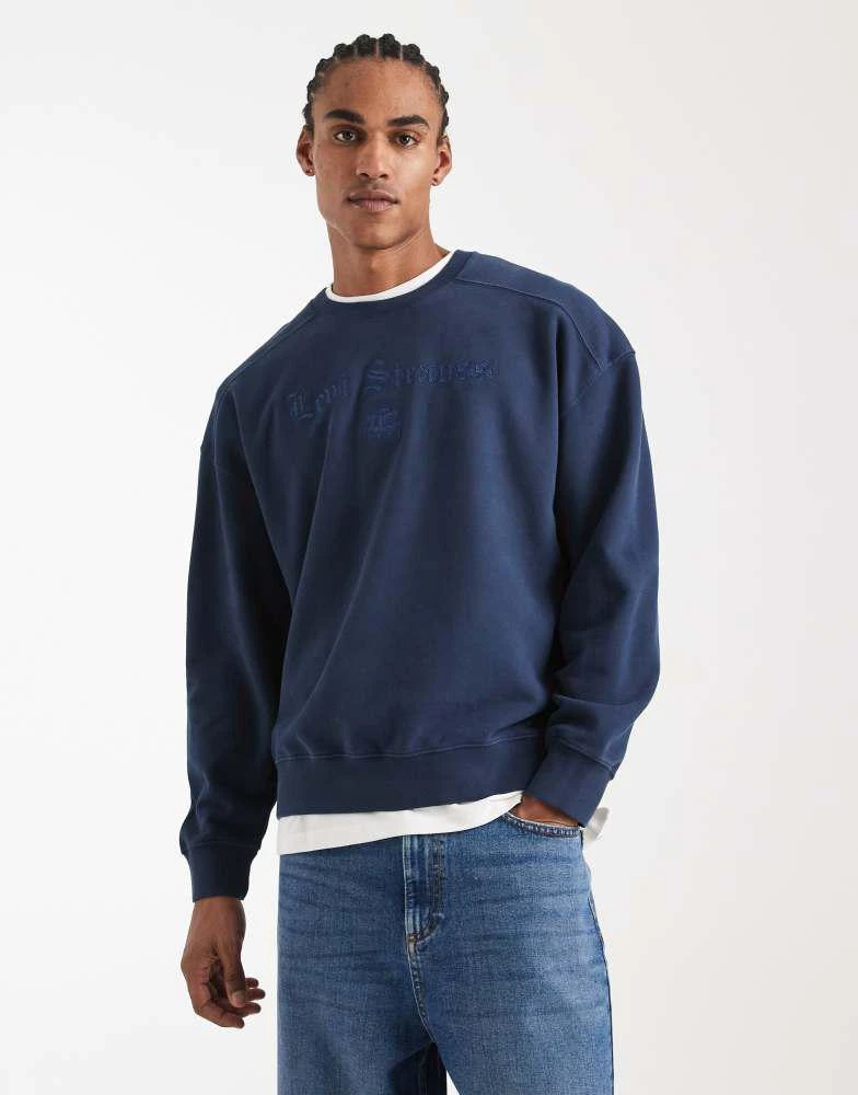 Levi
s Levi
s embroidered logo boxy crew sweatshirt in navy