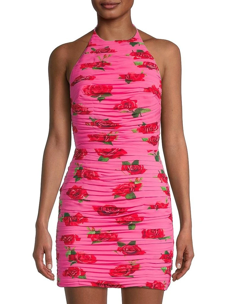 SAU LEE Sonia Floral-Print Ruched Halter Minidress 3