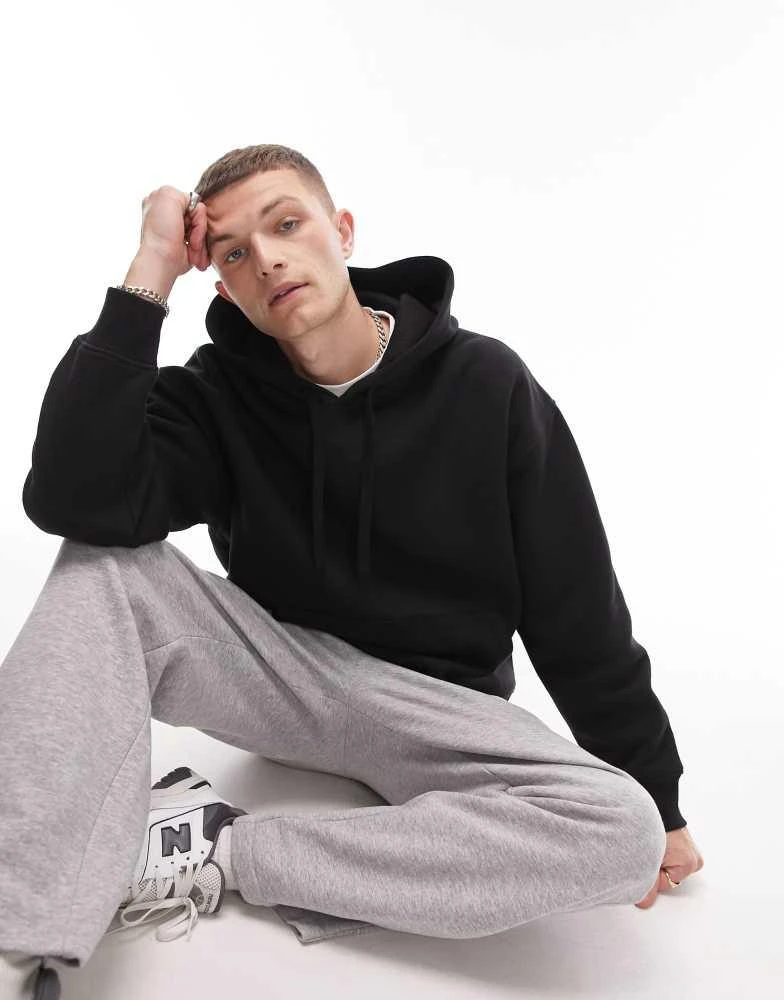 Topman Topman oversized hoodie in black 1
