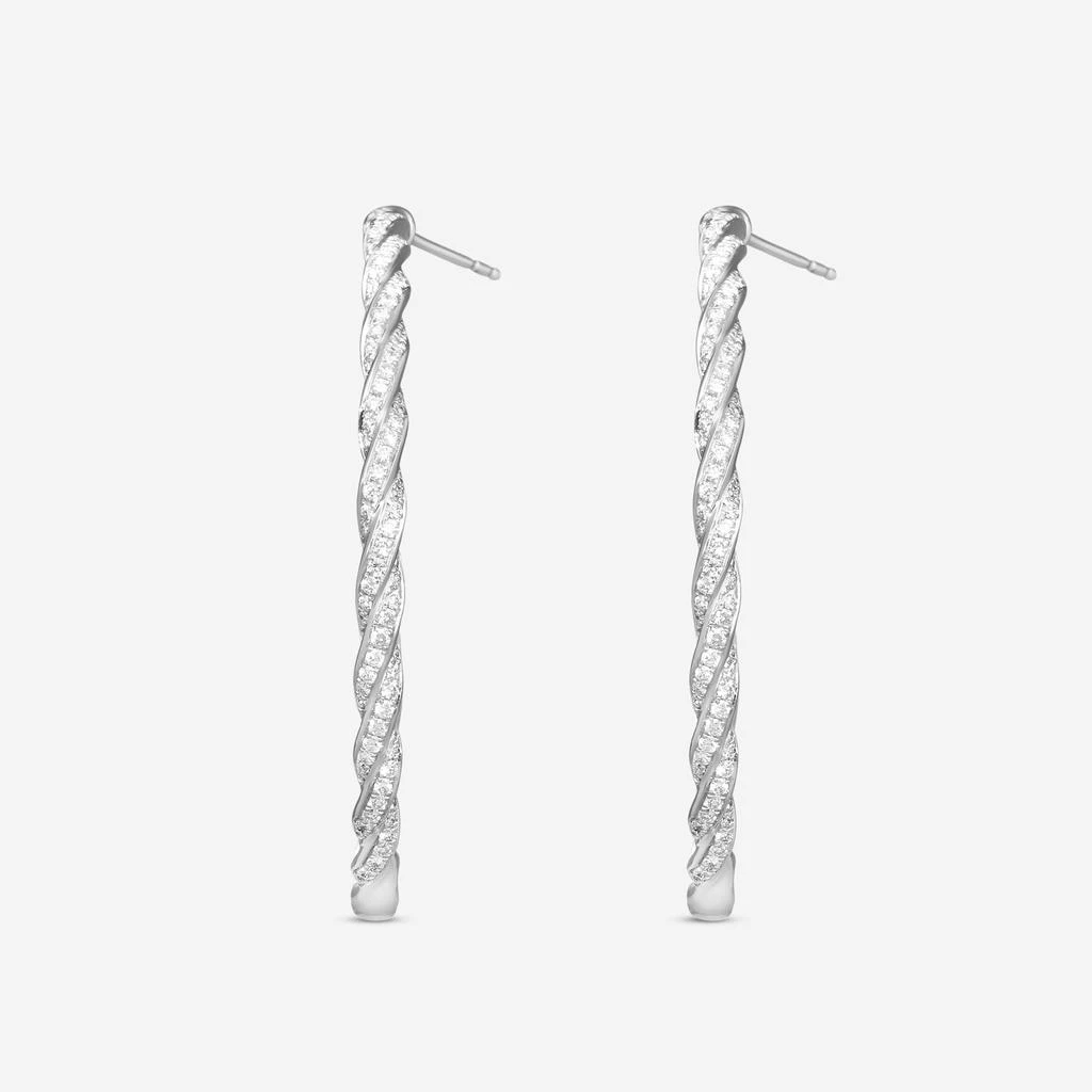 Mémoire Mémoire 18K White Gold Full Pavé Rope Hoop Earrings CHHO384 2