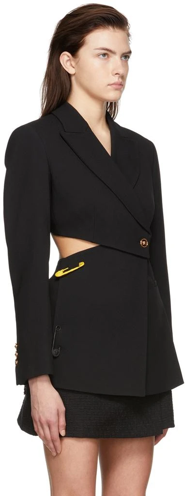 Versace Black Safety Pin Cutout Blazer 2