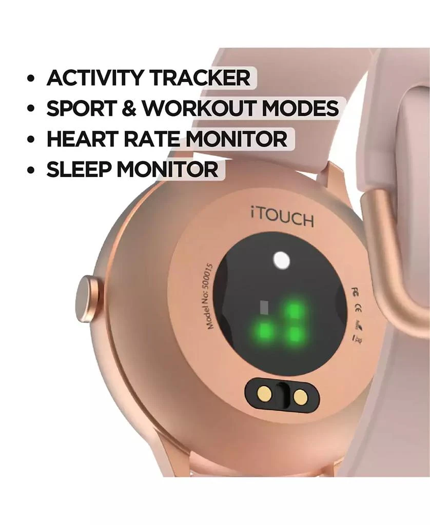 iTouch Sport 3 Unisex Touchscreen Smartwatch: Rose Gold Case with Black Silicone Strap 45mm 6