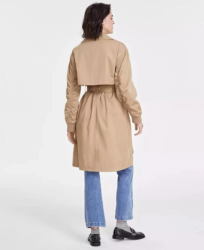 Karl Lagerfeld Paris Women
s Ruched-Sleeve Trench Coat 4