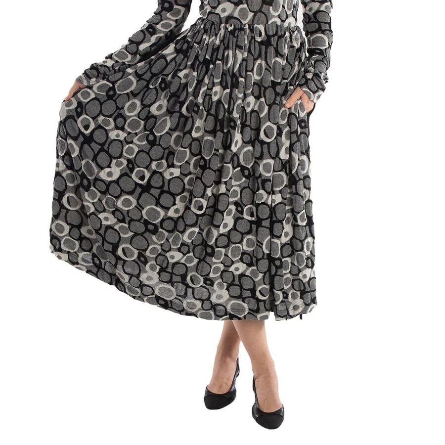 YOHJI YAMAMOTO Asymmetrical Abstract Patterned Midi Skirt