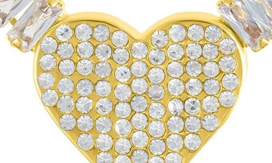 ADORNIA Crystal Heart Pendant Baguette Tennis Necklace 4