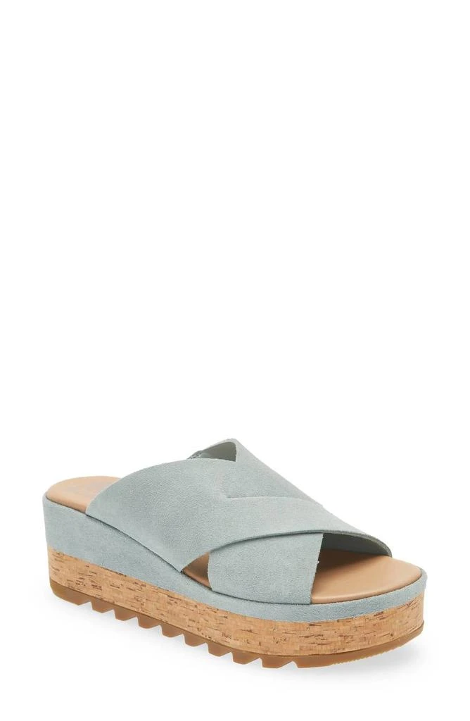 Sorel Cameron Flatform Mule In Crushed Blue, Sea Salt 1