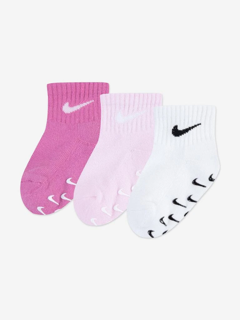 NIKE Nike Baby Girls 3 Pack Gripper Quarter Socks Set in Pink