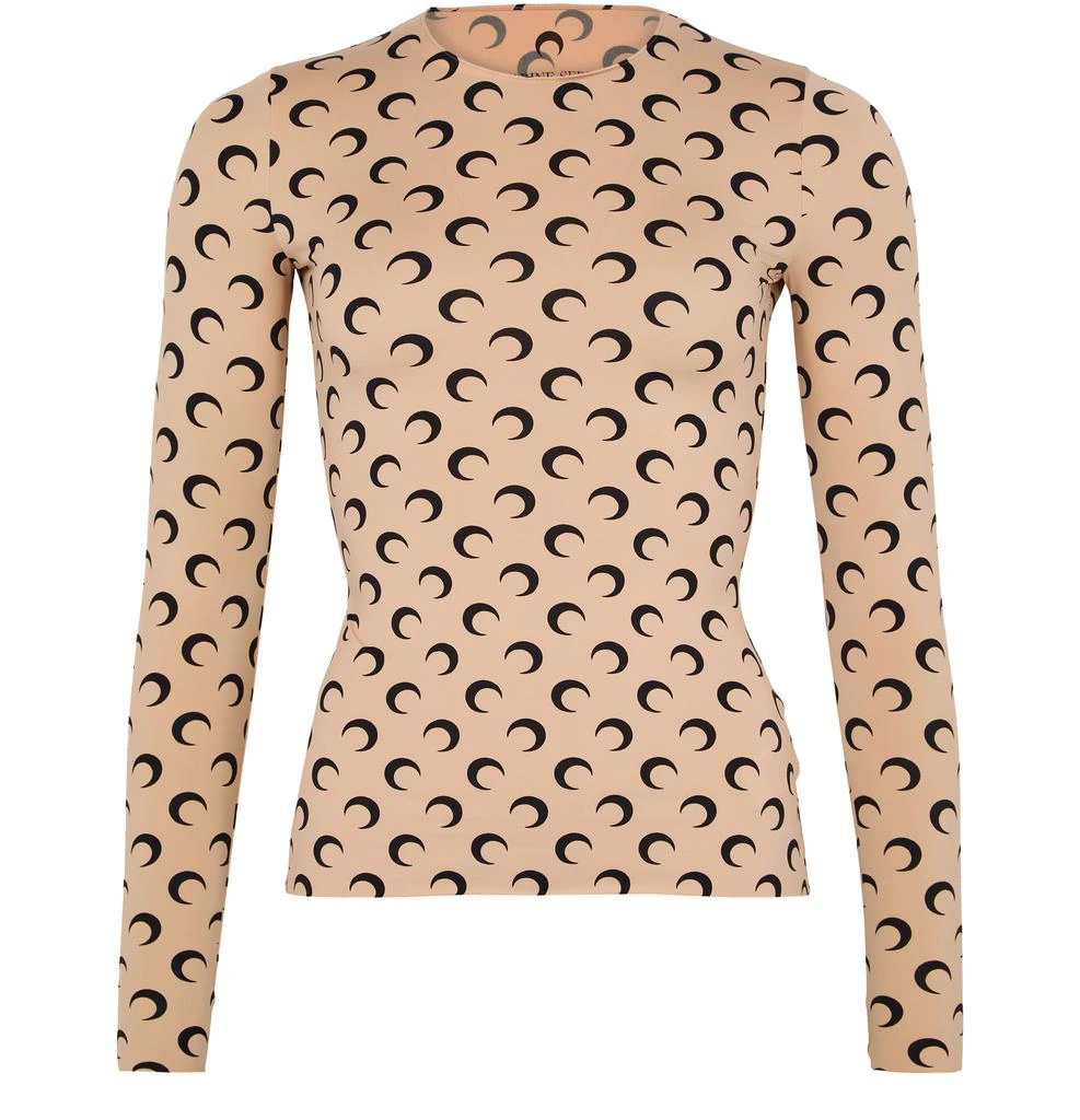 MARINE SERRE Moon printed jersey Second Skin crewneck top 2