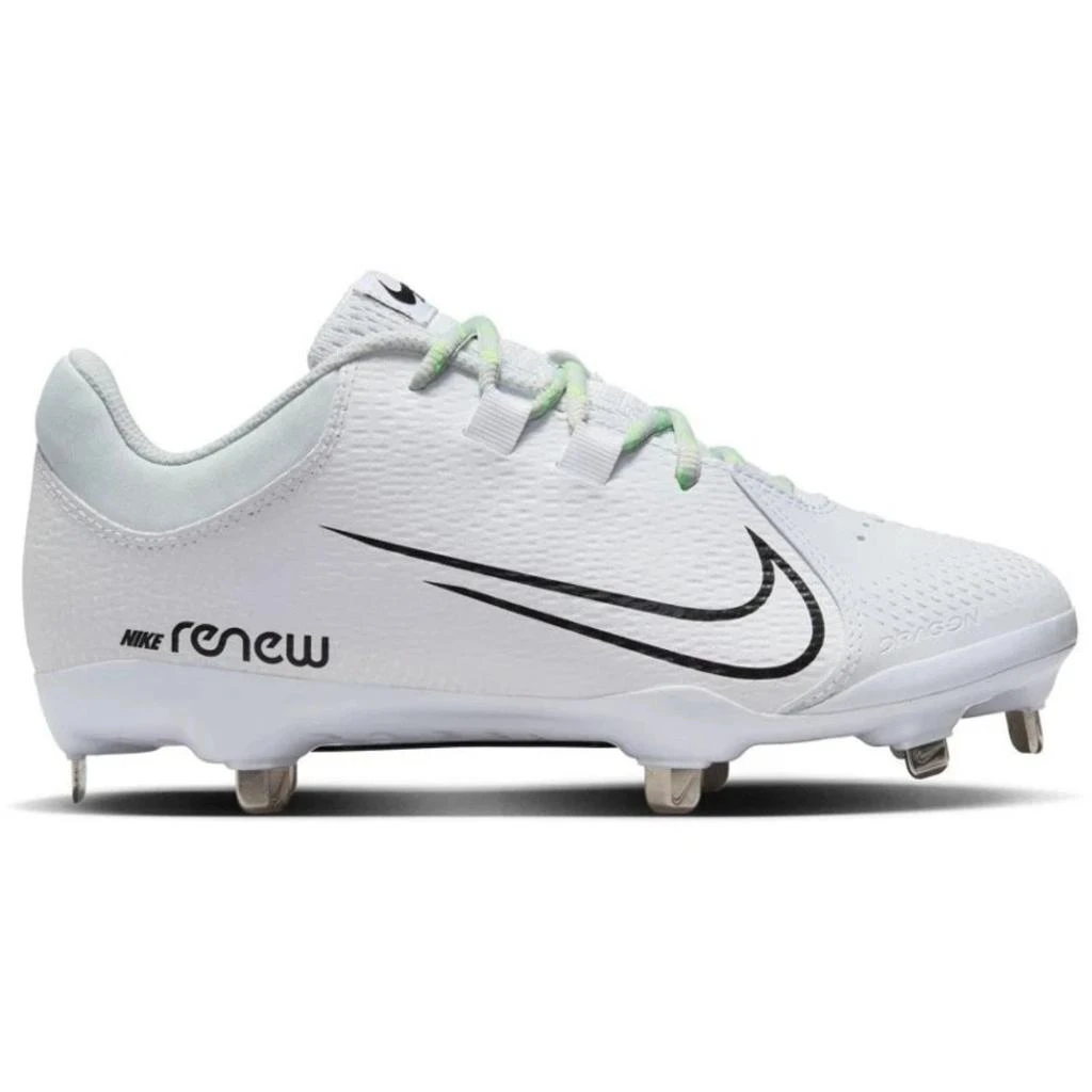 NIKE Hyperdiamond 4 Pro Women's White Black Metal Softball Cleats RHS6057 1