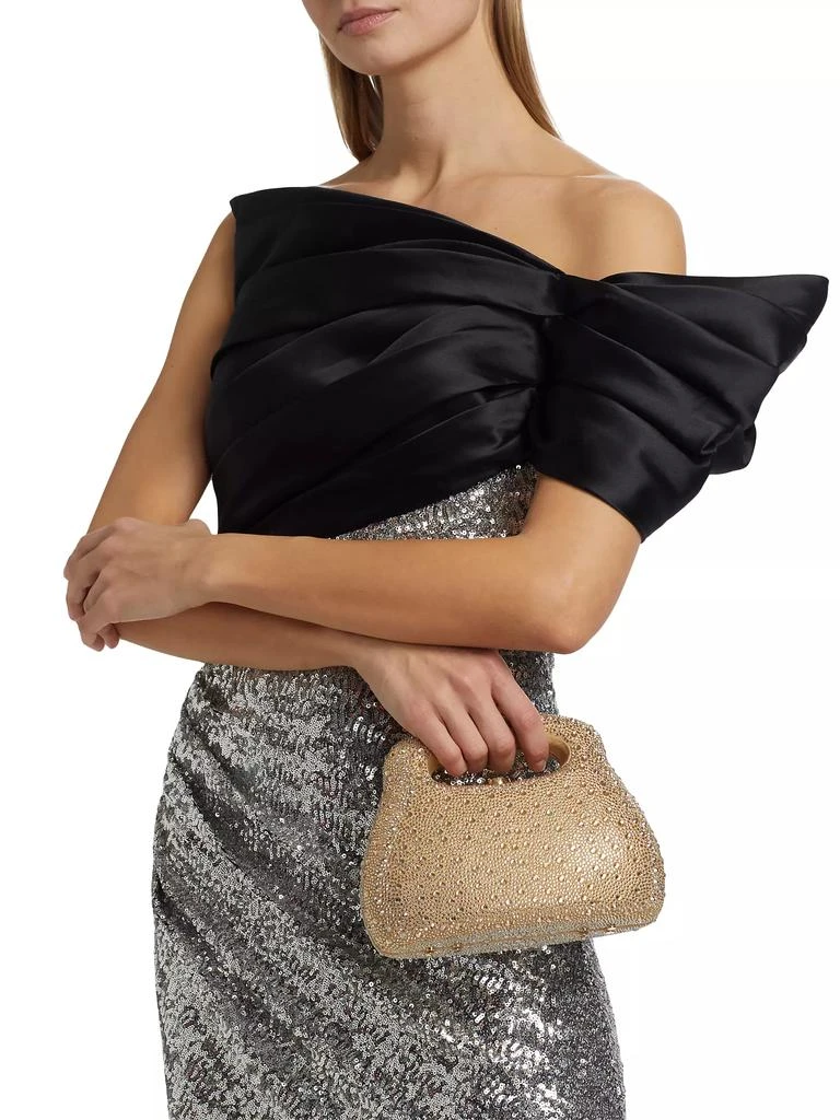 Pamella Roland Satin Sequined One-Shoulder Column Gown 6