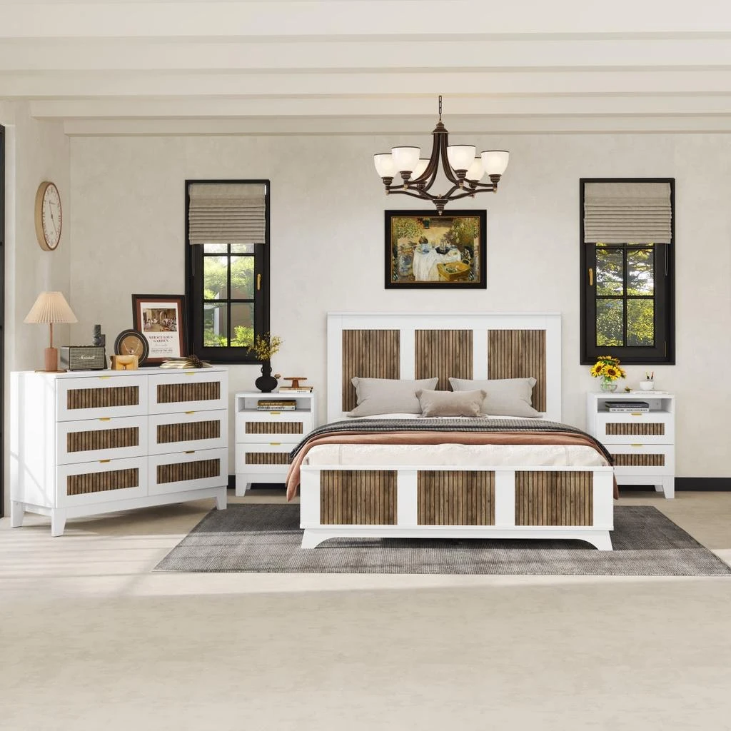 Streamdale Furniture Streamdale 4-Piece Queen Farmhouse Bedroom Set with Storage Nightstand 
Dresser, White