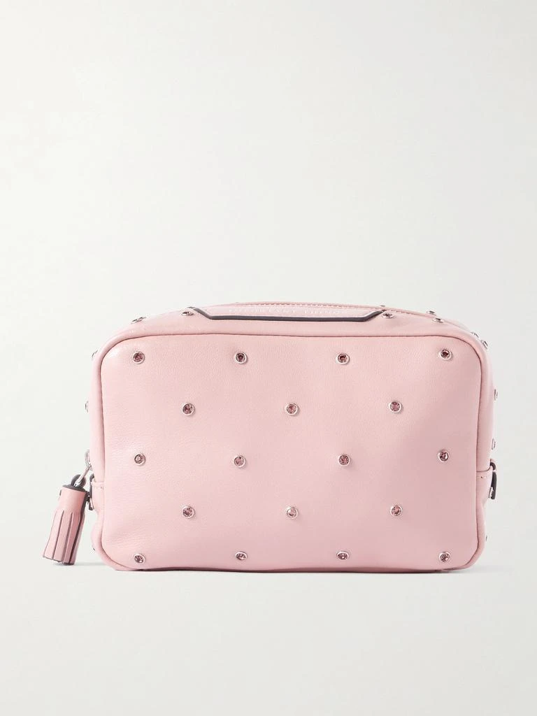 Anya Hindmarch Important Things Tasseled Crystal-embellished Leather Cosmetics Case